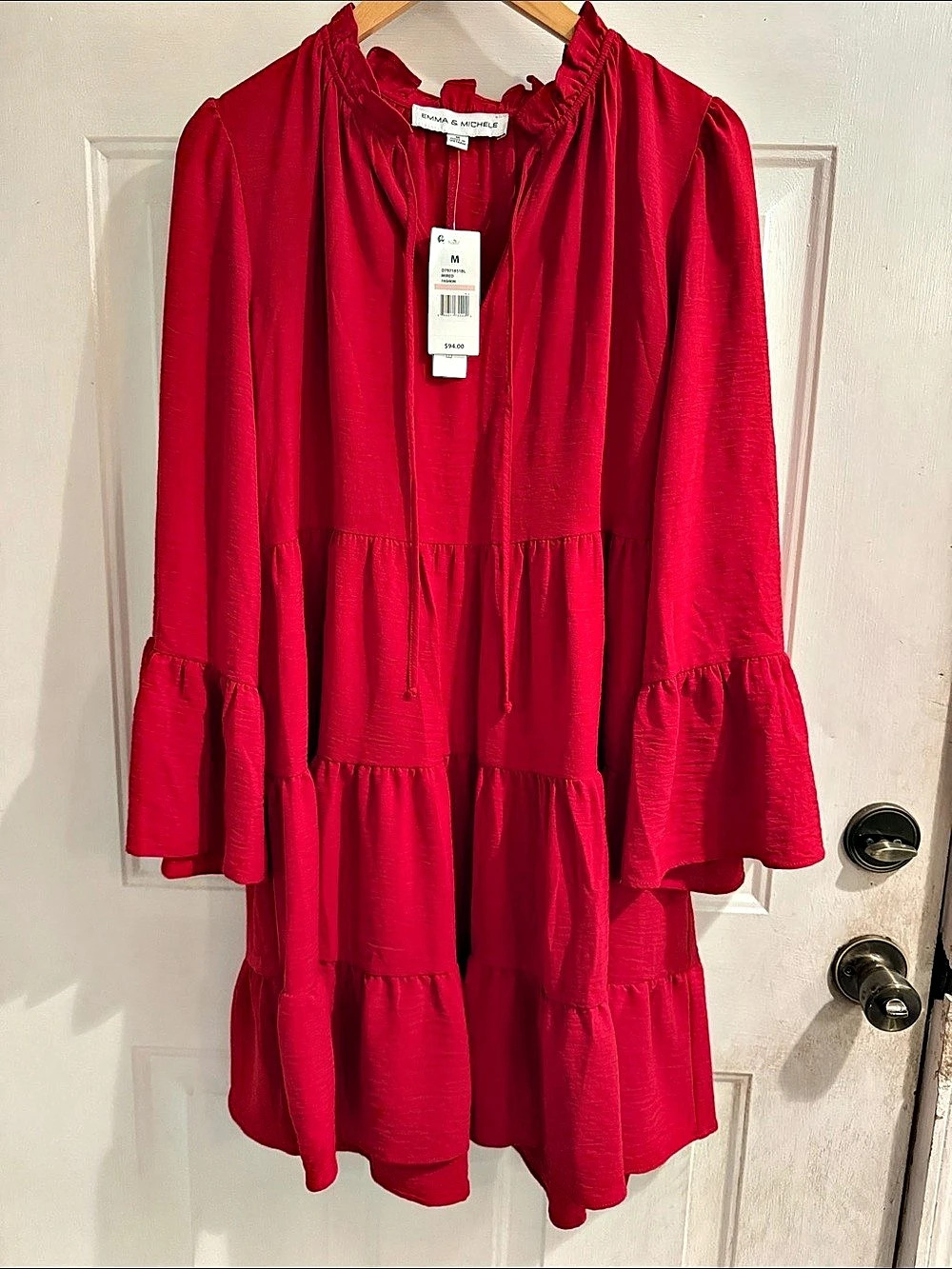 Emma & Michele Tiered Mini Dress in Red Size Medium NWT